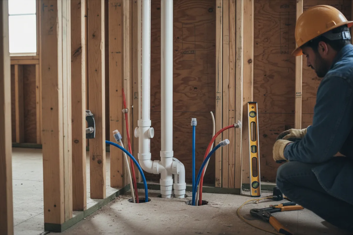 Drain and supply rough-in during Sump Pump Repair in Powder Springs